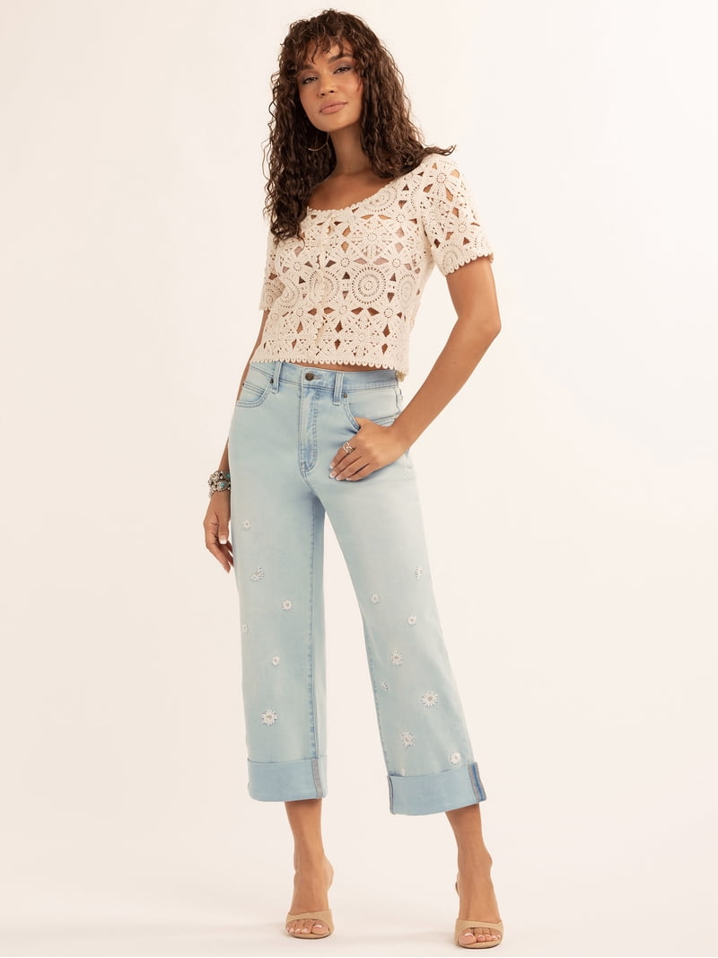 Jessica Simpson Women's Quincy Crochet Tee, Sizes XS-XL - Walmart.com