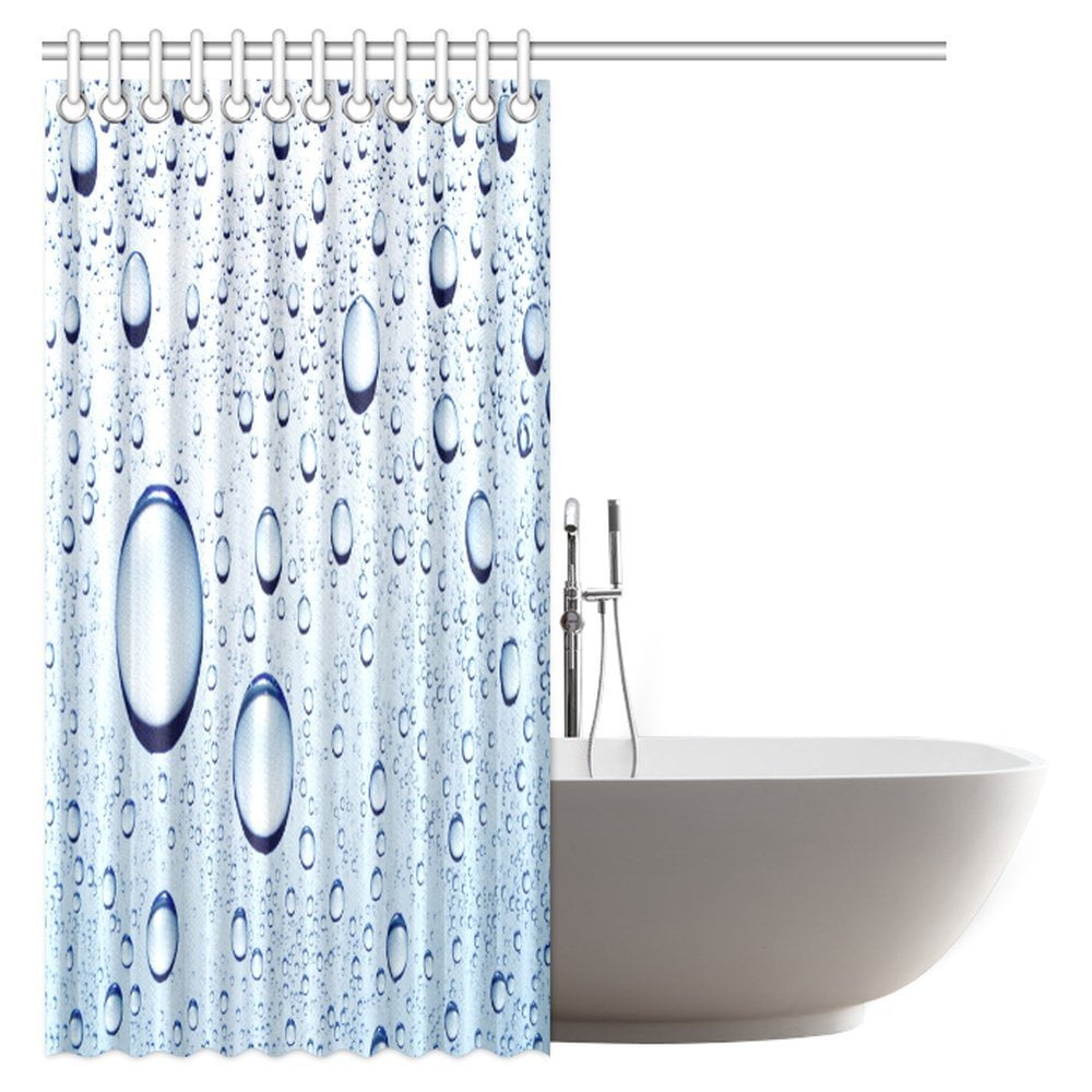 GCKG Water Bubbles Shower Curtain, Water Drops Polyester Fabric