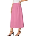 thumbnail image 5 of Npasoilc High Waist A-Line Skirt for Women Summer Solid Color Side Split Elastic Waist Casual Midi Skirt With Pockets, 5 of 6