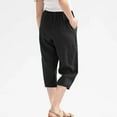 thumbnail image 5 of gbyLJF Women's Capris Pants 2024 Summer Casual Elastic Waist Straight Leg Pants Linen Cropped Trousers with Pockets, 5 of 6