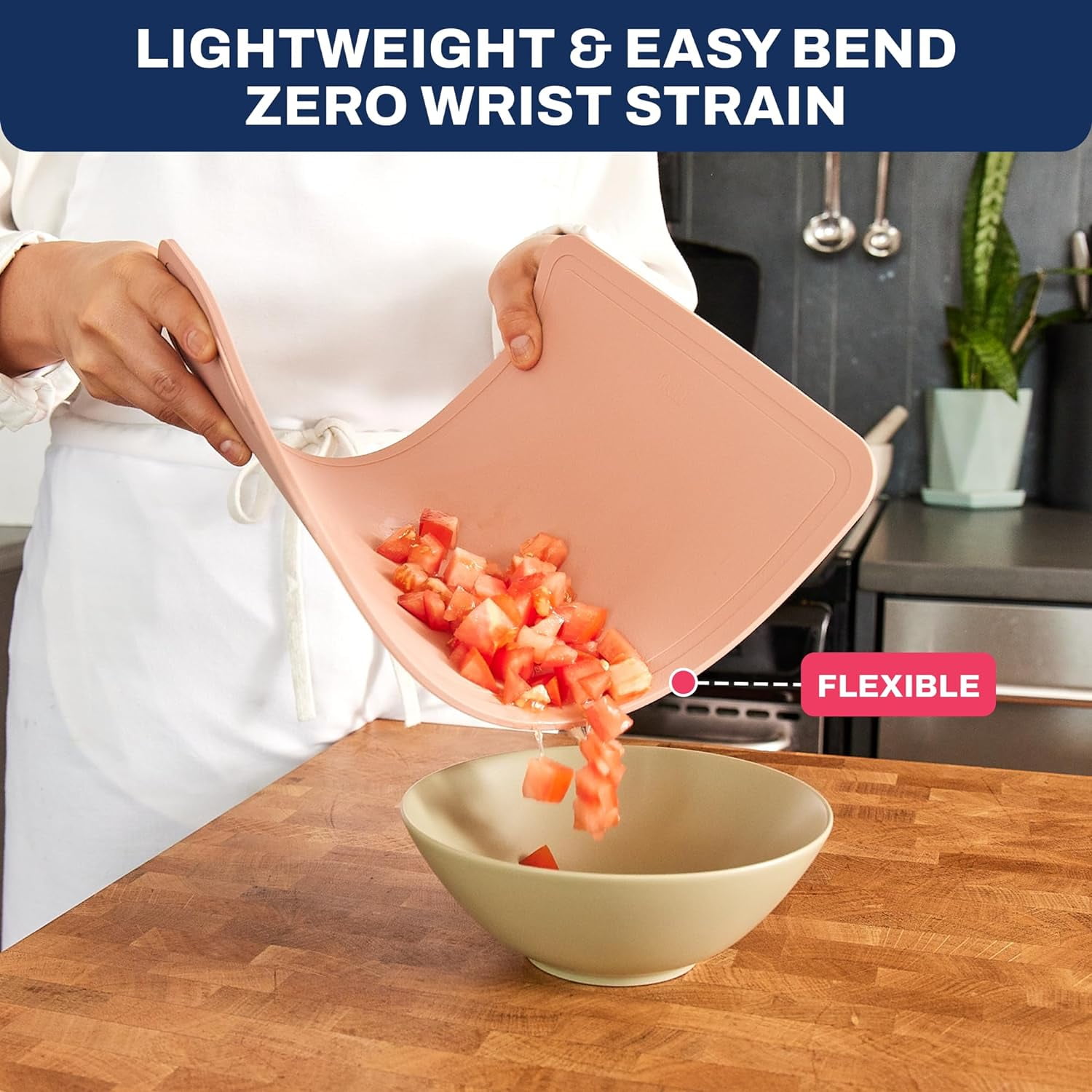 MKEUDQ-TPU Cutting Board Flexible Mat, 14.5" x 9" Nonslip Korean cutting board for kitchen, BPA Free Flexible Chopping Board, TPU Material Double-sided Dishwasher Safe