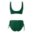 thumbnail image 6 of TODOZO Women's High Waisted Bikini Twist Front Tie Back 2 Piece Swimsuits V Neck Adjustable Straps Bathing Suit Women's Solid Color Fashionable Casual Strap Triangular Bikini Swimsuit Set Green S, 6 of 6