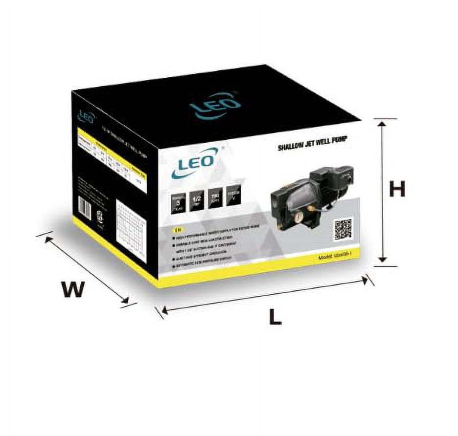 Leo Pump Shallow Well Pump Reliable Cast Iron Construction, Automatic Overload Protection, Dual Voltage Motor, 1HP 115V/230V/60HZ