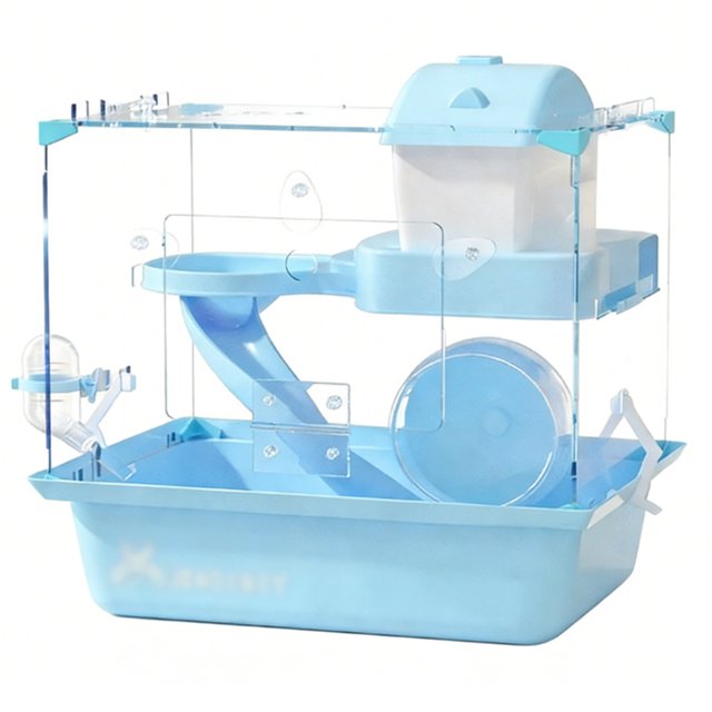 cage pour Hamster Ours Doré Spacieuse et Transparente Nid à double Couche