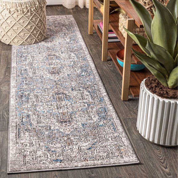 JONATHAN Y 2 x 8 Runner Rug, Izmir Vintage Medallion - Gray/Mustard/Turquoise, RES101A-28