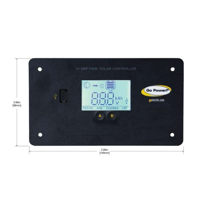 Go Power Trousse Solaire GP-ECO-80 80 Watts/4,35 Amp; Monocristallin; Support avec Scellant; Contrôleur Numérique PWM 10 Amp GP-PWM-10-FM