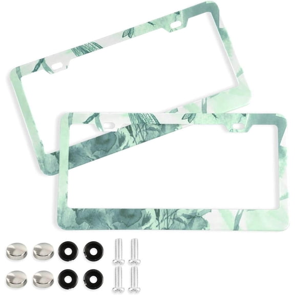 Coolnut Watercolor Dragonfly 2 Holes Car License Plate Frames 2PCS, Car License Plate Holder with Screw Caps Cover Set Automotive Exterior Parts Decoration for US Vehicles