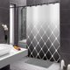 thumbnail image 4 of Cortina de ducha gris y blanca, diseño geométrico marroquí gris, moderna cortina de baño de lujo para decoración de bañera, tela impermeable, lavable a máquina, con 12 ganchos., 4 of 6