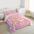 thumbnail image 3 of Feelyou Initial K Letter Bedding Comforter Set for Kids, Girly Pink Cartoon Twin Comforter Sets, Fashion Bling Stars Reversible Bedding Set, Luxury Bedroom Decor, 2 Pieces, 3 of 8
