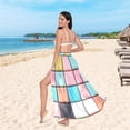 thumbnail image 6 of FORMRS Womens Long Sarong Beach Wrap Semi-Sheer Bikini Skirt Bathing Swimsuit Cover Up, Colorful Checkered Pattern, 6 of 7