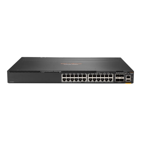 UPC: 0190017339504 | HPE Aruba 6300M – Switch – L3 – managed – 24 x 10/100/1000 + 4 x 1 Gigabit / 10 Gigabit / 25 Gigabit / 50 Gigabit SFP56 (uplink / stacking) – front and side to back – rack-mountable
