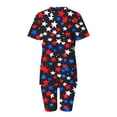 thumbnail image 3 of Pounoo Women's 2 Piece Outfits Knit Sets Independence Day Style Lightweight Breathable V Neck Short Sleeve Star Print Top And Biker Shorts Gift, 3 of 6