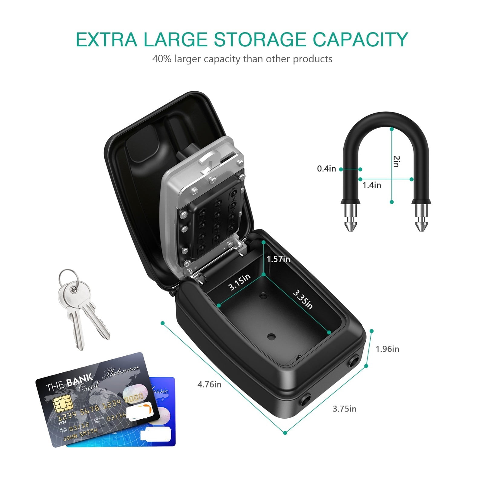 Key Safety Box 9-Digit Push-Button Combination Lock Outdoor Key Storage Box Resettable Code Key Box Waterproof Safe Deposit