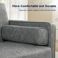 thumbnail image 5 of 70” Mid-Century Modern Couch, Breathable Faux Leather Couch with Upholstered Cushions/Pillows, Loveseat Sofas & Couches, for Living Room (Dark Grey), 5 of 6