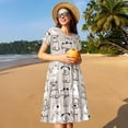 thumbnail image 4 of Vsdgher Chiot pour Femmes Été 2025 Robes Midi Décontractées Légères Manches Courtes Col Rond Robe de Plage, 4 of 6