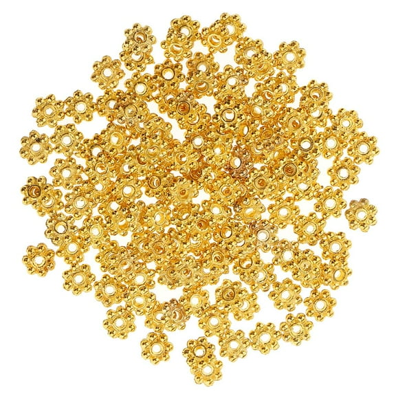 YsXoWiui 100pcs× 4mm Gold Spacer Beads Jewelry Bead Charm Spacers for Jewelry Making