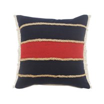 Ox Bay 20" x 20" Red/ Navy Stripe Cotton Blend Pillow Cover