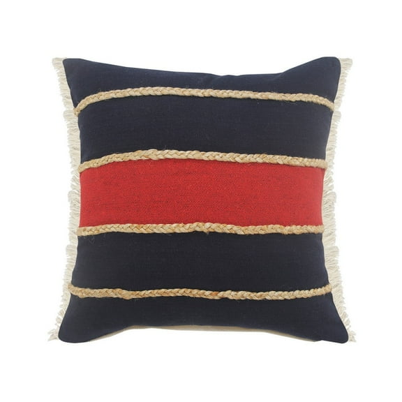 Ox Bay 20" x 20" Red/ Navy Stripe Cotton Blend Pillow Cover