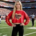 thumbnail image 5 of Craaazy Women's Loose Baseball Game Print Casual Cropped Round Neck Long Sleeved T-shirts Gifts, 5 of 5