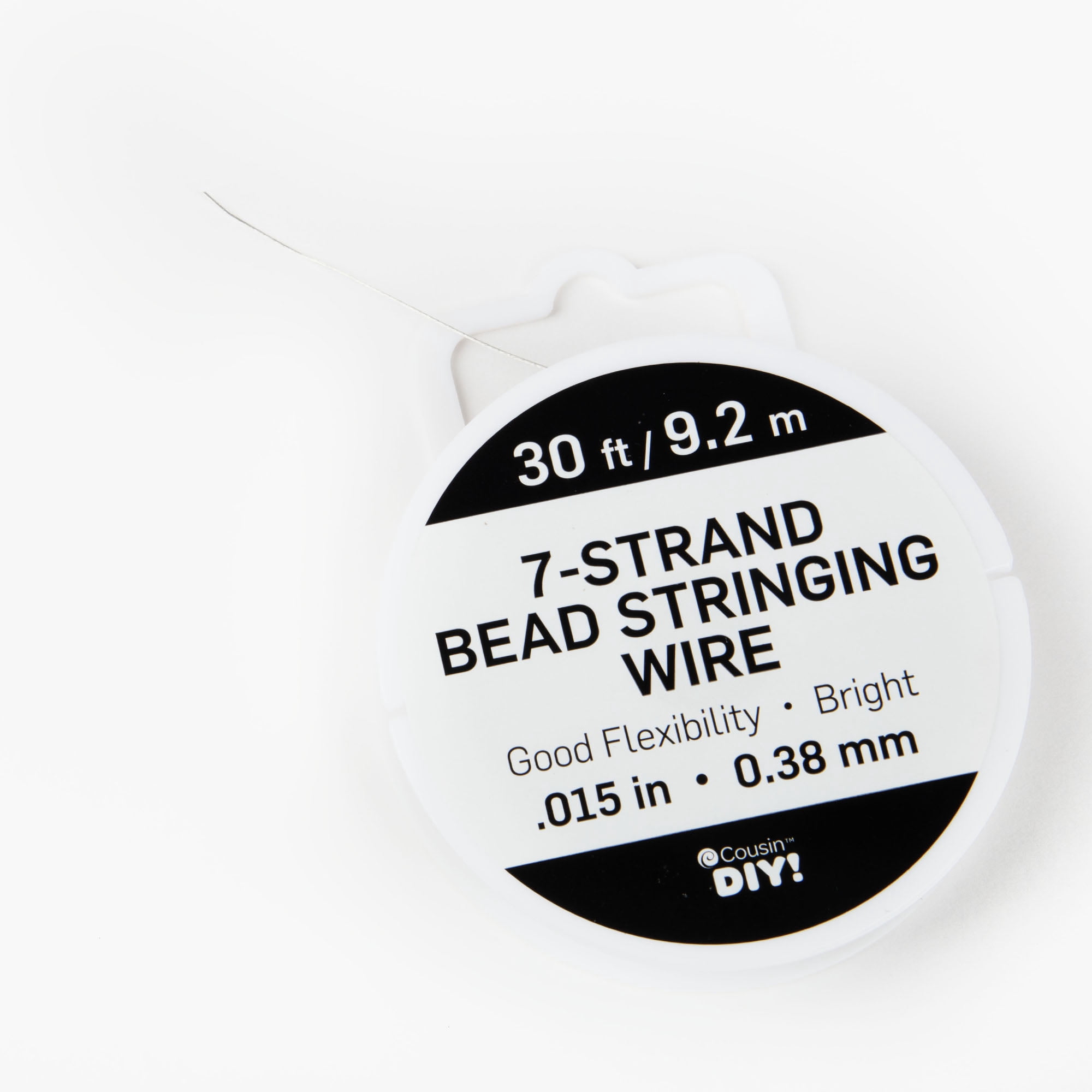 (2 pack) Cousin DIY 7-Strand Stainless Steel Flexible Beading Wire, Bright Silver, 0.015in x 30ft Roll