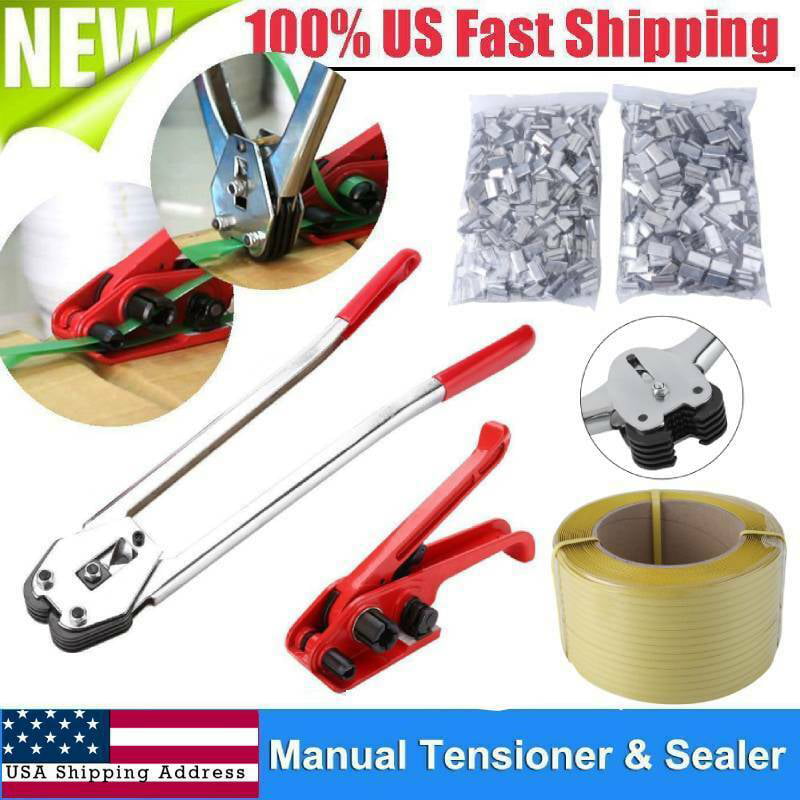 Heavy Duty Pallet Strapping Banding Kit 1000M Coil Tensioner Sealer Tool Manual