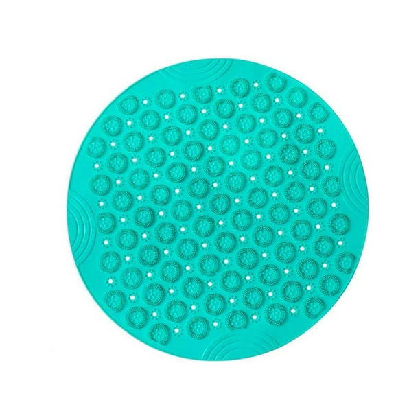 ZHAOCHENG Alfombrillas de ducha antideslizantes de forma redonda Alfombrillas de bañera resistentes al moho con ventosas, alfombrilla de baño de PVC texturizada con orificio de drenaje (verde)
