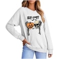 thumbnail image 2 of Mifsaly Womens Plus Size Halloween Sweatshirt Skull Pumpkin Graphic V Neck Shirts Spooky Vibes Classic Fall Festival Holiday Casual Wear, 2 of 5