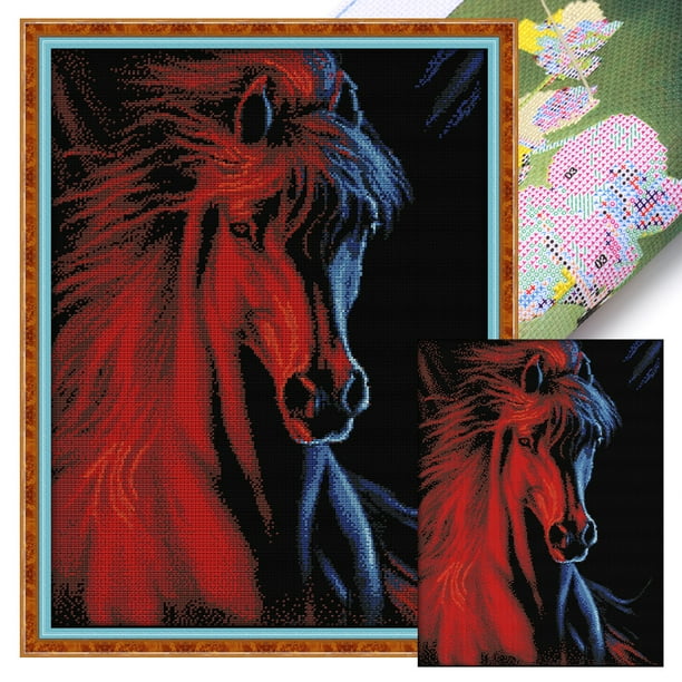 Hilo Algodón Ecológico Bordado Punto Cruz Impreso Hielo Y Fuego 14 Quilates 44x58cm