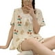 thumbnail image 3 of Pijamas de verano para mujer, pantalones cortos de manga corta, bonitos dibujos animados, talla grande, de verano, finos, de dos piezas, para el hogar, 3 of 6