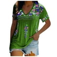 thumbnail image 1 of Blouse Décontractée pour Femme à Col en V avec Imprimé, T-Shirt à Manches Courtes, Hauts d'Été, 1 of 1