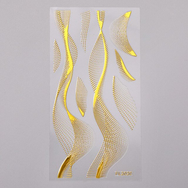 Cinta de rayas de oro rosa francés Diseño de uñas Líneas de rayas Geometría 3D Pegatina para uñas Gel Polaco Calcomanías para manicura Tan Jianjun unisex