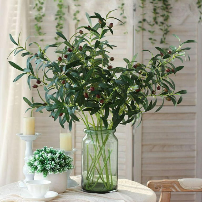 6 Pcs Artificial Olive Branches,Faux Fake Olive Branch Stems for Vase  Decoration,Faux Greenery Branches Stems for Home Office Floral Arrangement  Decor