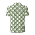 thumbnail image 3 of Vsdgher Daisy Plaid Green Print Men's Short Sleeve Stretch Polo Shirt, Moisture-Wicking Performance Polo Shirt, 3 of 8