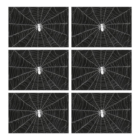 Placemats 6 Pack Halloween Spider Web Table Mat Washable Anti-Skid Outdoor Indoor Table Mats for Halloween Dining Table Accessories Farmhouse Spooky Halloween Dining Table Mats
