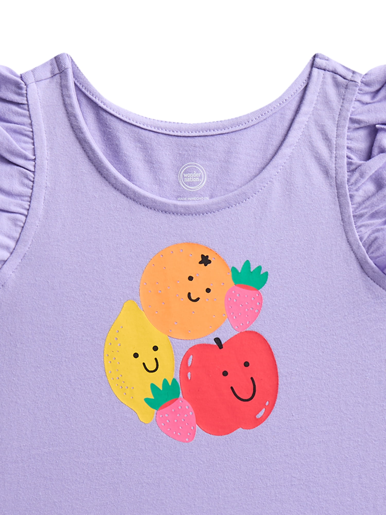 Wonder Nation Toddler Girls' Tank Top with Flutter Sleeves, 3-Pack, Sizes 18M–5T