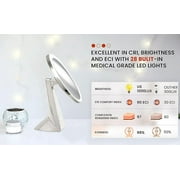 NuBrilliance 8” Magnifying Makeup Mirror Cordless USB Rechargeable -5X Magnification with 360° Dimmable Lighting and Touch Control Cosmetic Makeup Mirror