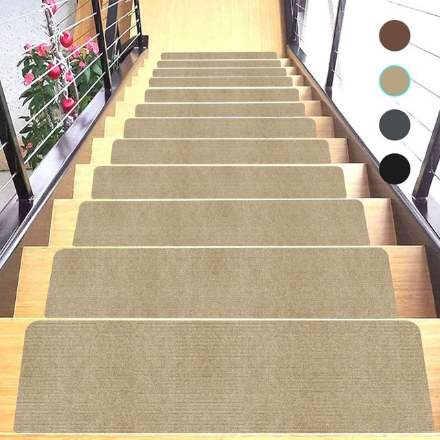 Carpet Stair Treads Non Slip Indoor Carpet 8.6" X 27.2" Stair Runners for Wood Steps Indoor Stair Treads Non Slip Resistant Rug Slip Resistant Safety for Pets and