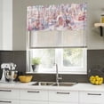 thumbnail image 4 of Pink Christmas Curtain Valances for Windows, Kitchen Valance Window Treatments Panel 2 Pack, Blue Sky Xmas Tree Snowflake Rod Pocket Short Curtains for Bathroom Bedroom 42 x 12 Inch, 4 of 8