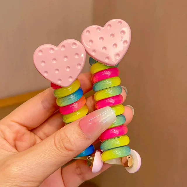 Bandas de goma elásticas para niña, 2 piezas, lazos para el pelo de alambre para teléfono, diademas en espiral, cuerda para el pelo, Coleta, accesorios para el cabello