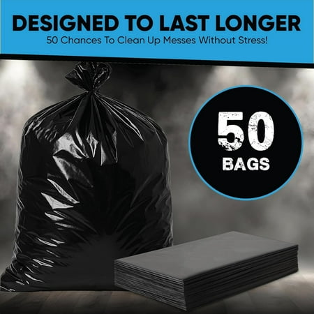 95-96 Gallon Trash Bags Heavy Duty | 50 Count | Extra Large 95-96 Gallon Trash Can Liners | 90-100 Gal for Outdoor, Commercial, and Home Use