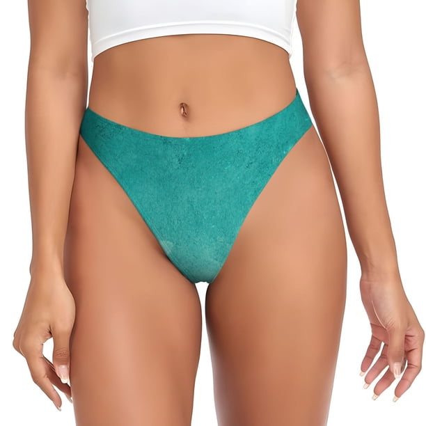 Fotbe Teal Turquoise1 Tanga Sin Costuras para Mujer con Estampado – Panties Invisibles, Transpirables y Cómodos para Uso Diario-3X-Large