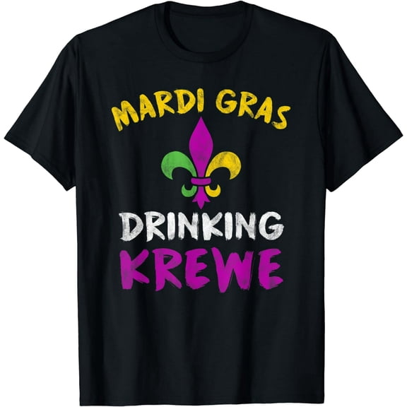 Mardi Gras Fleur-de-lis Drinking Krewe Unisex Short Sleeve Graphic T-Shirt
