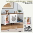 thumbnail image 5 of Uforic Cat Litter Box Enclosure with Legs, Wooden Cat Litter Box Furniture with Double Room for 2 Cats, White, 5 of 10