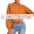 thumbnail image 4 of Women's Mock Neck Cable Knit Sweater, Long Sleeve Cropped Pullover, Loose Button Detail Knitted Jumper, Warm Casual Tops for Fall Winter Daily Wear Orange One Size, 4 of 4