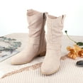 thumbnail image 4 of Botas Occidental Zippe Cortas Cómodas Gamuza Botines Mujer Antideslizantes Ligeros para Otoño Invierno Rojo, 4 of 9