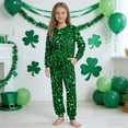 thumbnail image 2 of Auroural girls clothes size 7-8 outfits St. Patrick's Day Printed Long Sleeved Shirt And Pants Set For Boys And Girls, 2 of 9