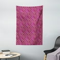 thumbnail image 1 of Moroccan Tapestry, Art in Ancient Times Checkered Pattern with Abstract Pinkish Motifs, Wall Hanging for Bedroom Living Room Dorm Decor, 40W X 60L Inches, Magenta Purple Marigold, by Ambesonne, 1 of 2