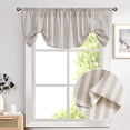 thumbnail image 2 of Vangao Kitchen Valance Linen Stripe Short Curtain 1 Panel Farmhouse Country Pinstripe Light Filtering Rod Pocket Window Treatment 18 inch Grey on Beige, 2 of 7