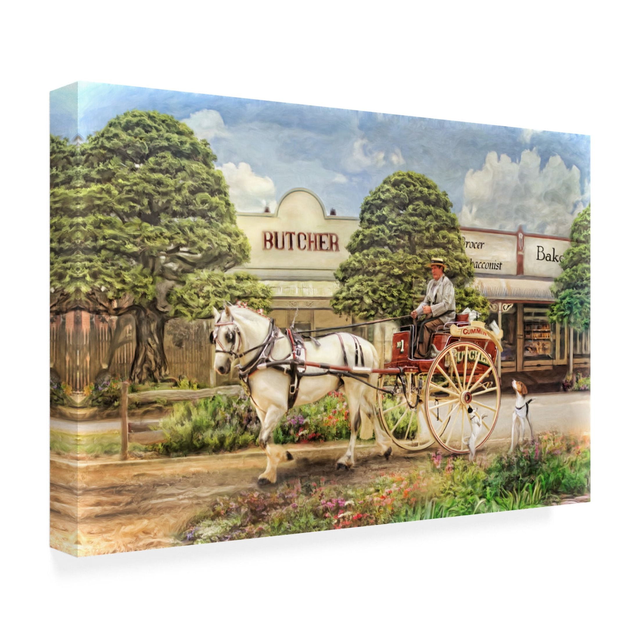 Canvas Wall Art - Trudi Simmonds 'The Butchers Cart' Wall Art for Living Room, Bedroom, or Office Décor by Trademark Fine Art - 47 x 30 Inches