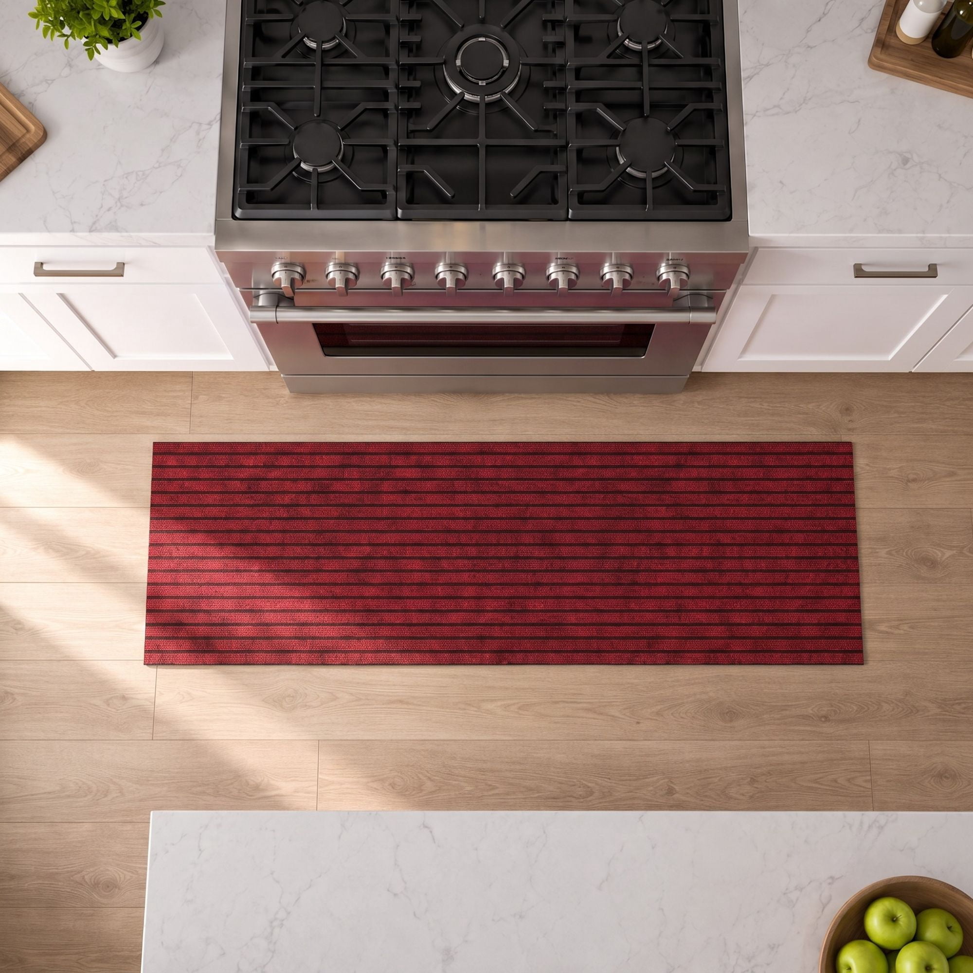 Ottomanson Non-Slip Hallway Runner Rug 2' x 43' Indoor/Outdoor Custom Size Utility Carpet for Garage, Red Ribbed